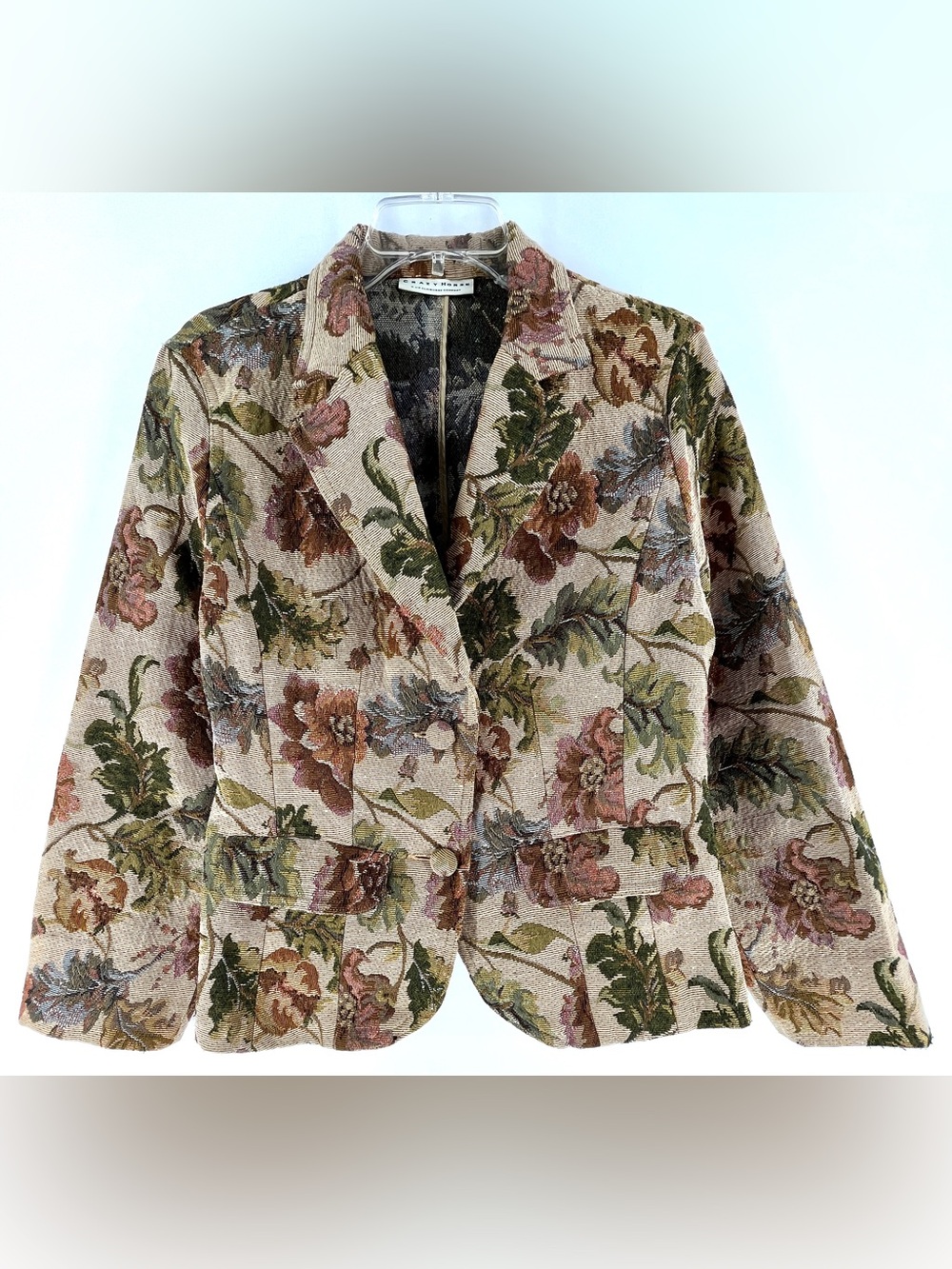 Vintage Tapestry Floral Blazer Jacket Cottagecore Grandmacore Coquette M